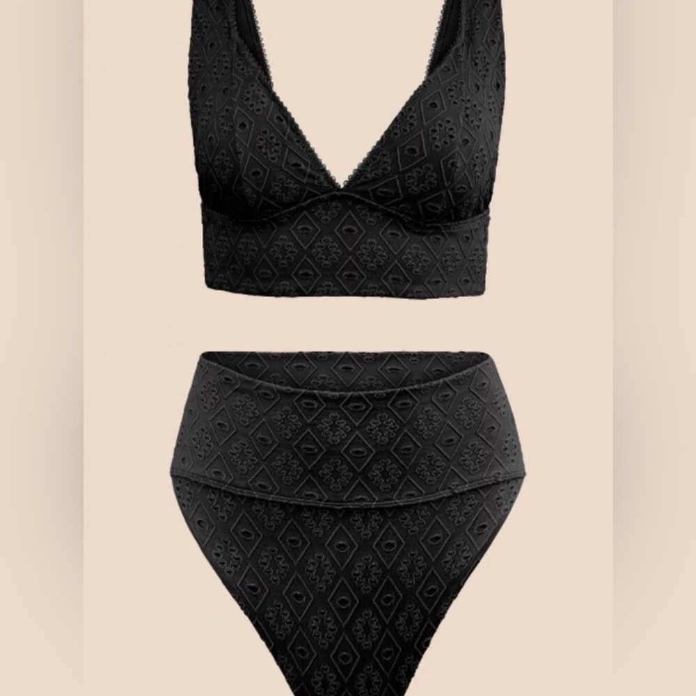 Adore Me Black Textured Bikini Set